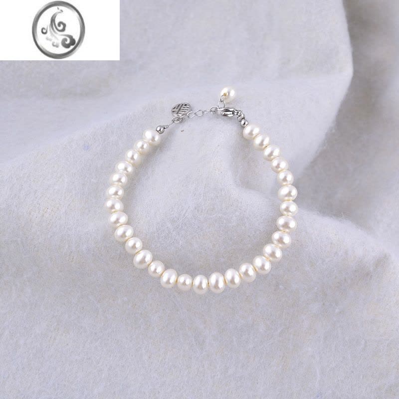 JiMi925银银福字珍珠手链ins小众设计闺蜜手串冷淡风夏手饰女轻奢网红图片