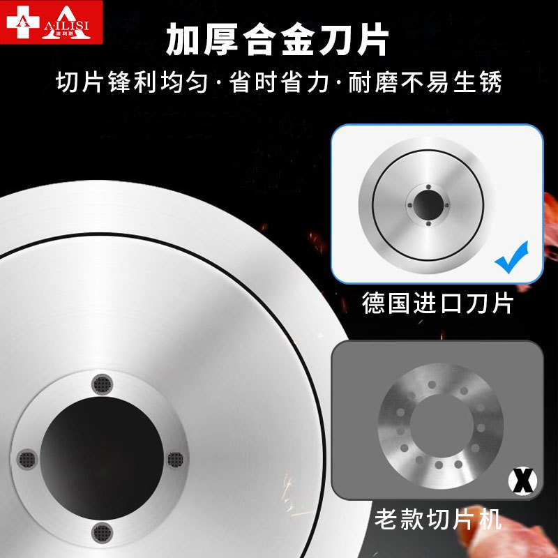 埃利斯(AILISI)10寸手动往返切片机商用肥牛羊卷冻肉切片机刨肉刨片 家用不锈钢刀片火锅店刨片机-10寸手动往返