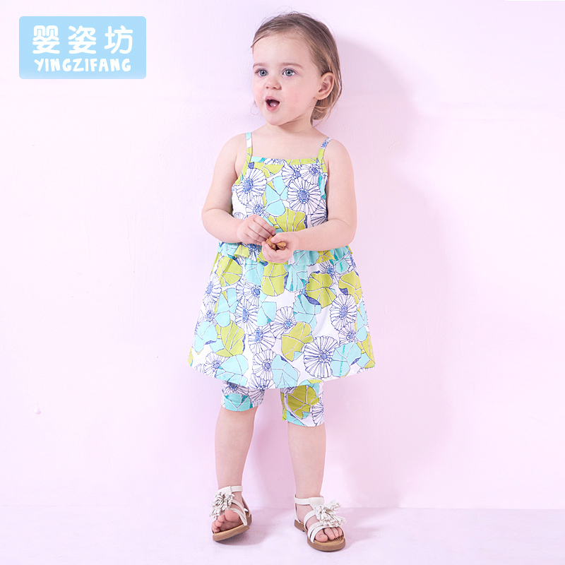 婴姿坊品牌夏季女宝宝女童花边吊带裙