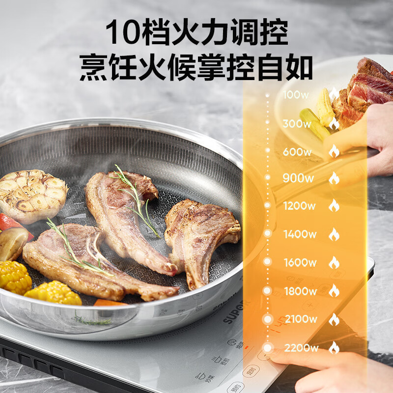 苏泊尔(SUPOR)电磁炉家用火锅炉 一体防水面板耐磨易清洁2200W猛火可爆炒24h预约定时[C22-IA630D]高清大图