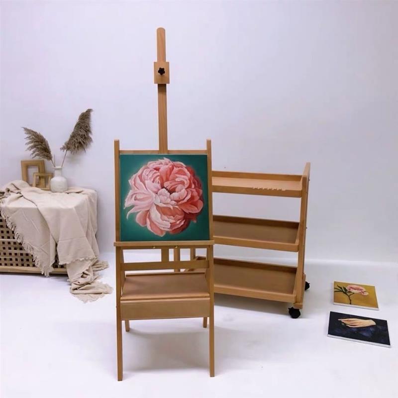 榉木制箱体画架素描画架带抽屉油画架美术木质画板套装