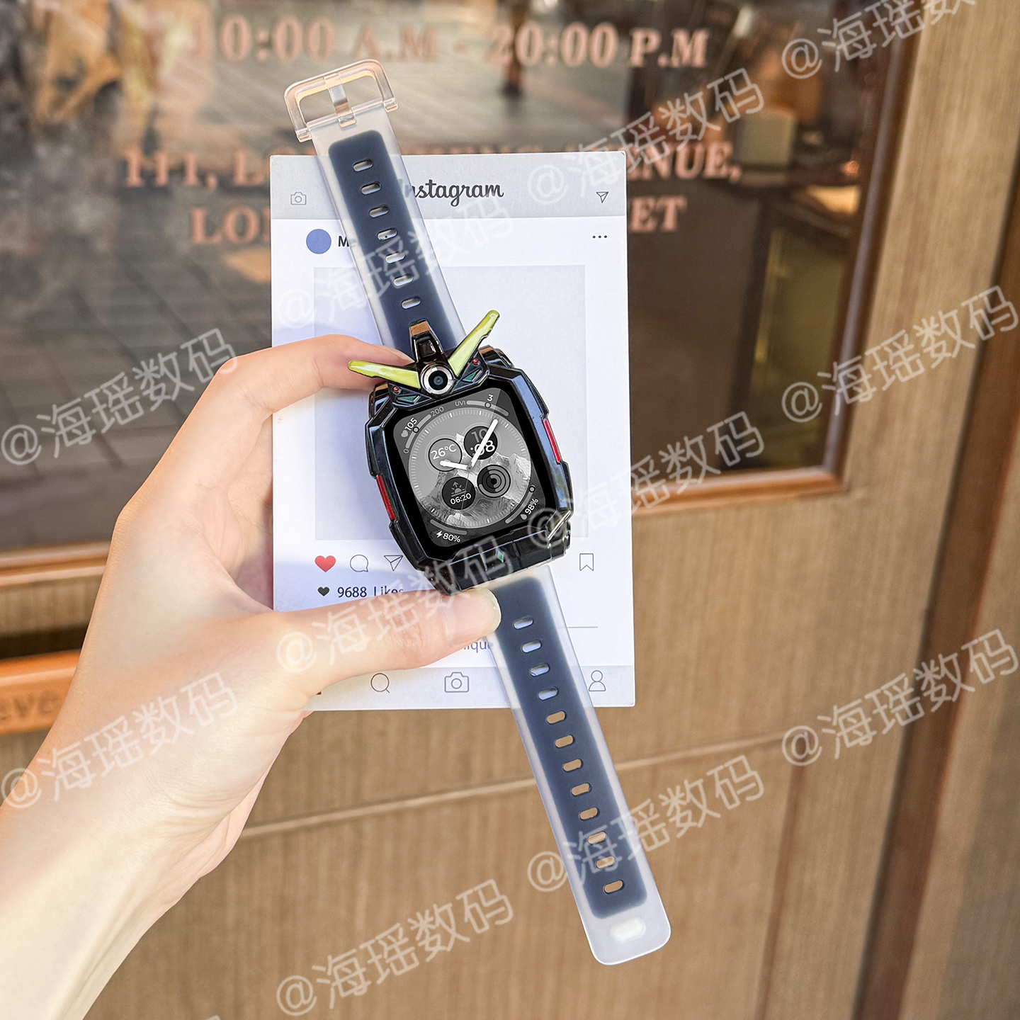 双层适用于小天才电话手表表带Z11/Z1/Z9液态硅胶z8a/z7s/z6pro/d3儿童保护套腕带配件秋冬款3139a 黑黑套 8