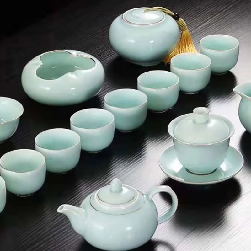 青白玉薄胎茶具