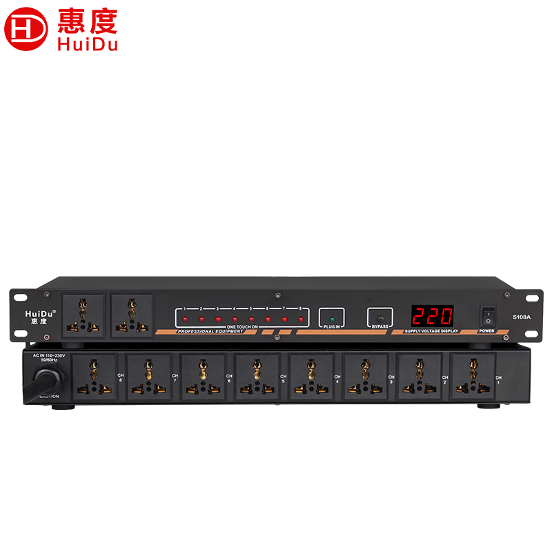 惠度(HuiDu)S108A专业8路电源时序器独立管理器插座带空气开关电压显示舞台电源保护控制器高清大图