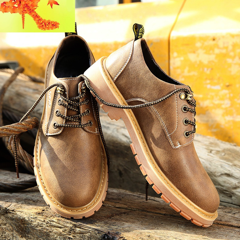 男鞋新款牛筋底男士休闲鞋低帮大头皮鞋马丁鞋子男厚底工装鞋简畅
