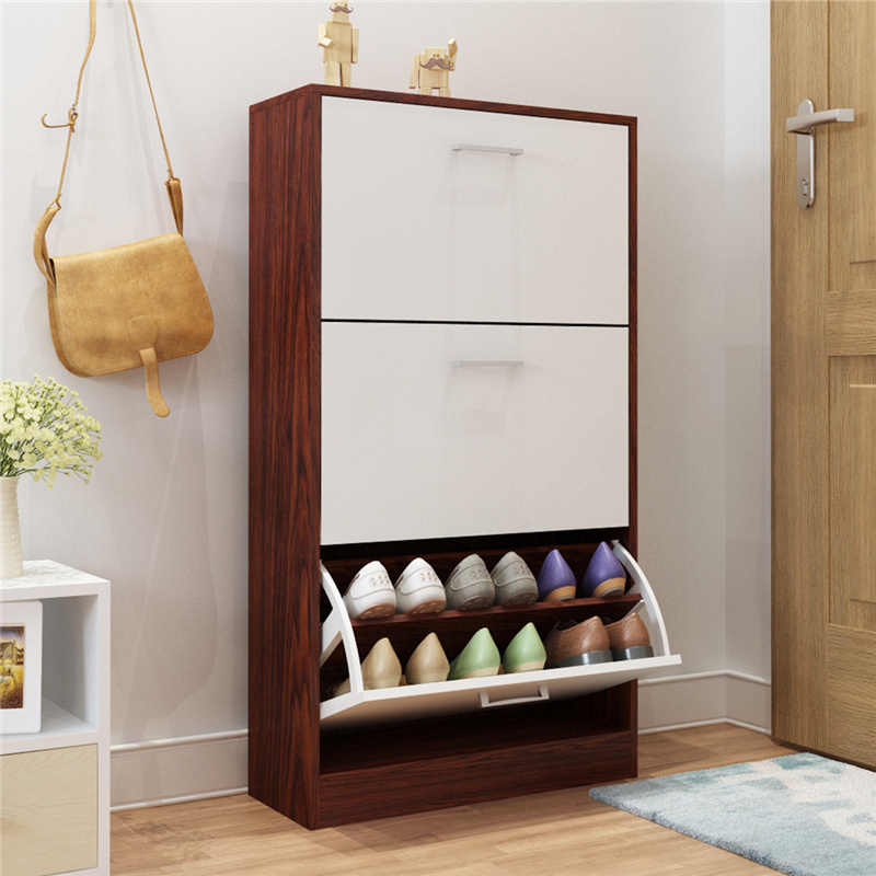 慧乐家泊雅特三门鞋柜胡桃木白色fnaj110131