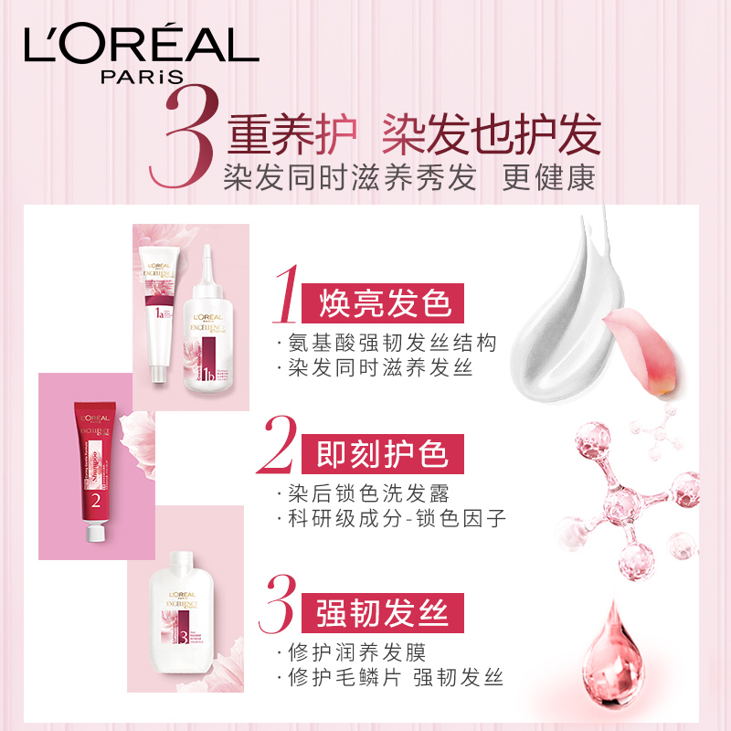 欧莱雅(LOREAL)卓韵霜三重养护护发染发霜#4.2(深赤褐色)(不伤发染发膏染发剂 遮白盖白 男女通用)高清大图