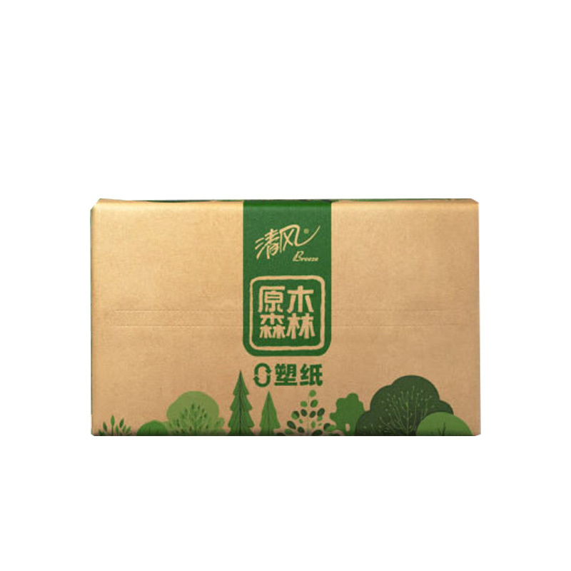 清风抽纸原木森林3层120抽*20包M码零塑纸BR14MF-1X
