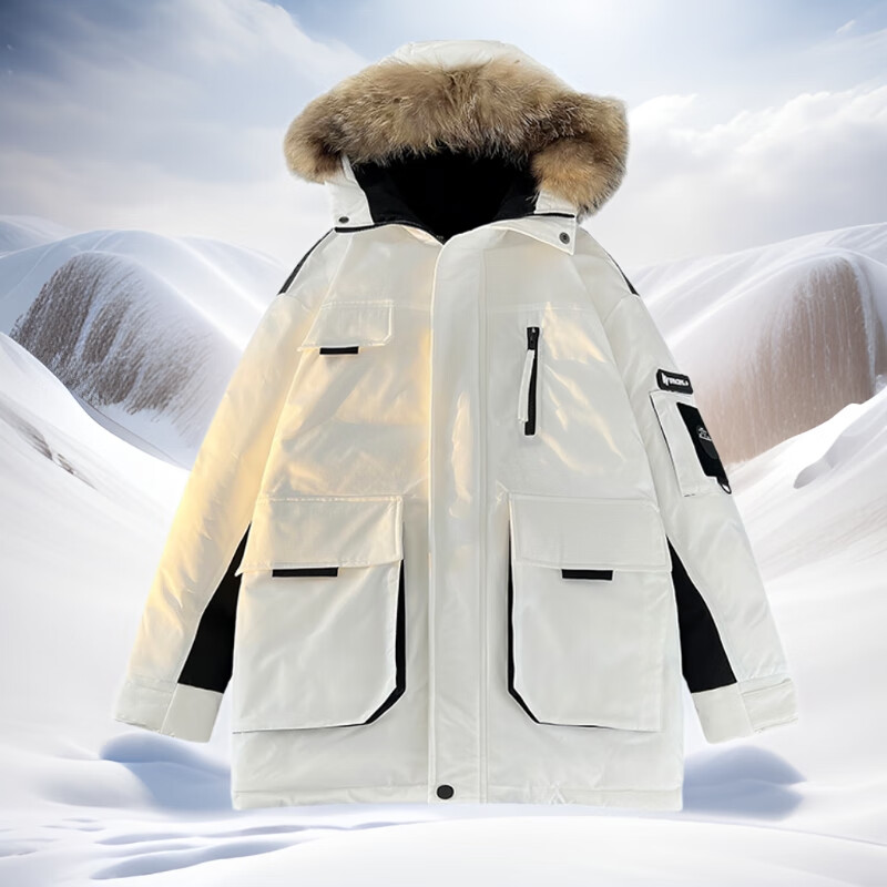 雪中飞 羽绒服男冬季加厚2024新款工装派克连帽大毛领御寒男士外套潮 
