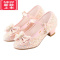 可莉允公主女童皮鞋学生2022新款百搭小女孩白色礼服走秀婚礼儿童高跟鞋运动休闲鞋