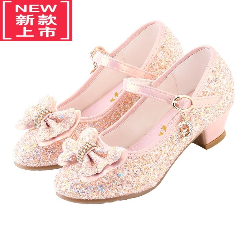 可莉允公主女童皮鞋学生2022新款百搭小女孩白色礼服走秀婚礼儿童高跟鞋运动休闲鞋图片