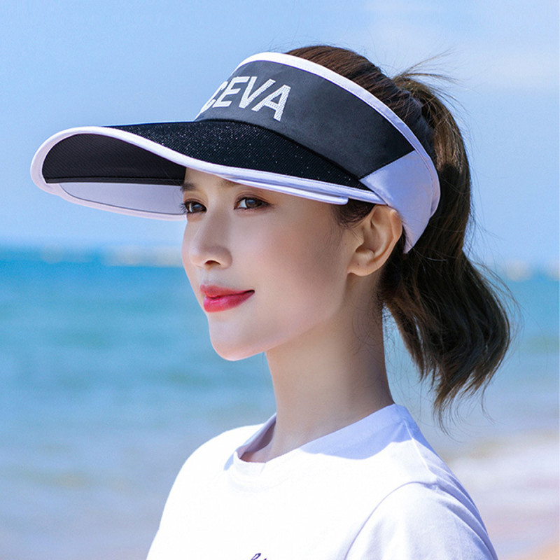 新款女夏季防晒遮阳帽空顶防紫外线户外旅游折叠拉板帽檐日韩韩版新款