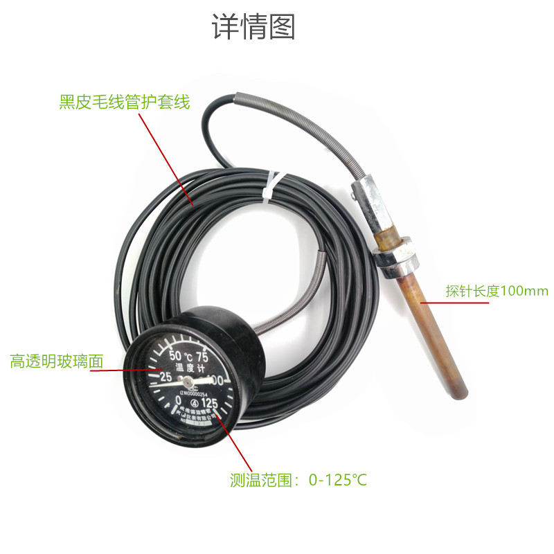 震配 电测量遥测温度仪表 WYZ-01 4级 Φ60 0-125℃线长8米(5米) 块高清大图