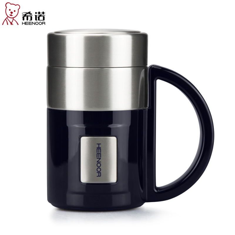 希诺不锈钢保温杯白领高管办公泡茶杯 带手柄男士真空水杯子
