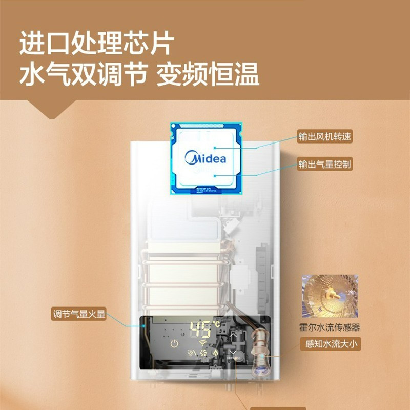 美的 Midea 燃气热水器智能变升手机Wifi智控智能家电断电记忆天然气安全即热 [店铺爆款]水气双调 精准控温 13