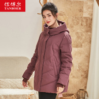 坦博尔2019秋冬新款妈妈款羽绒服女中长款加厚宽松保暖TB19526