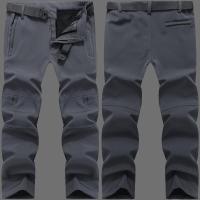 【精品特卖】防寒冲锋裤男加绒加厚冬季保暖户外防风防水登山裤滑雪裤软壳裤 XL 灰色【冷灰色】