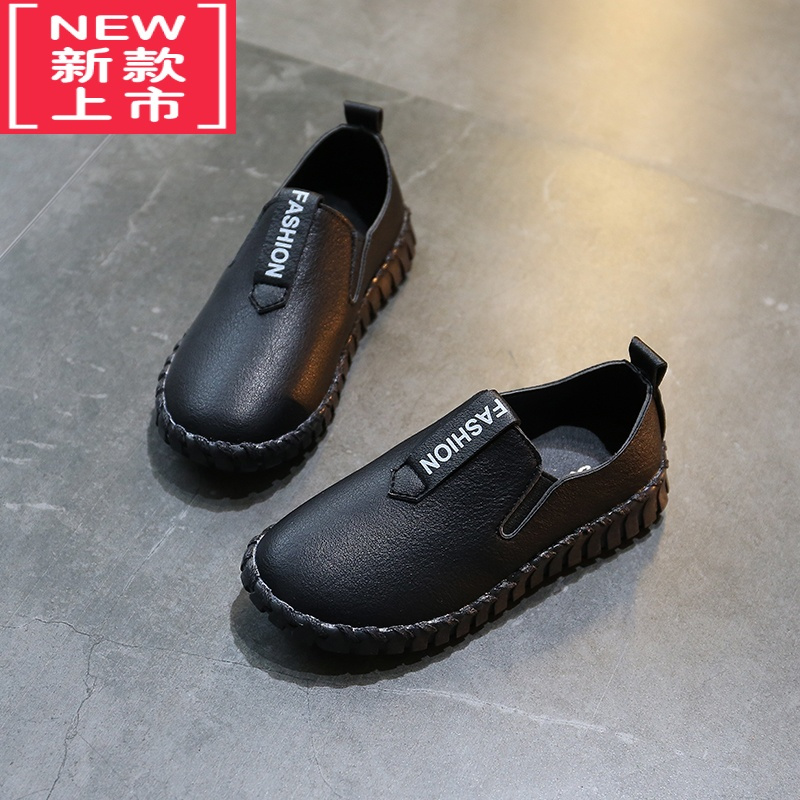 可莉允春秋新款女童皮鞋英伦风豆豆鞋韩版男童小皮鞋中大童休闲鞋学生鞋运动休闲鞋