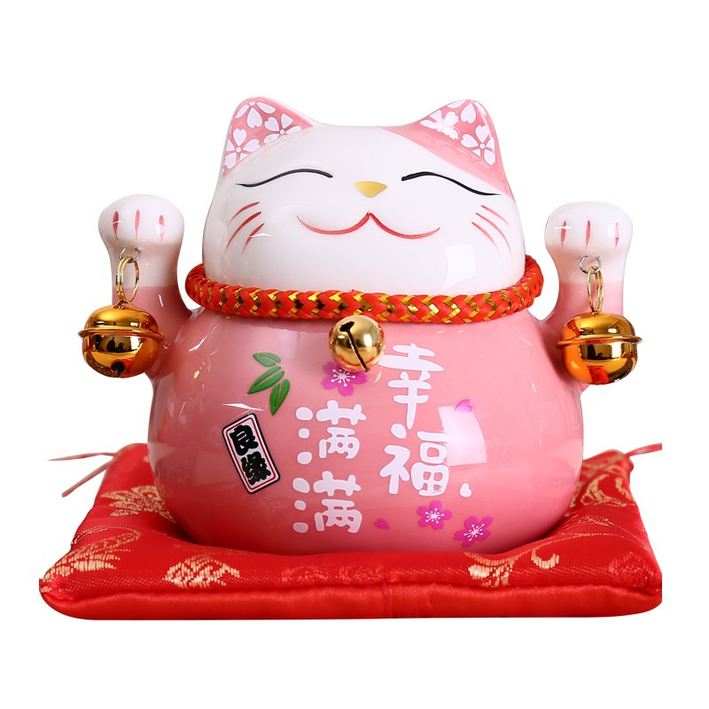 正版猫摆件 陶瓷存钱储蓄罐迷你小号办公桌汽车饰品创意 三维工匠 10寸金运喜猫猫高清大图