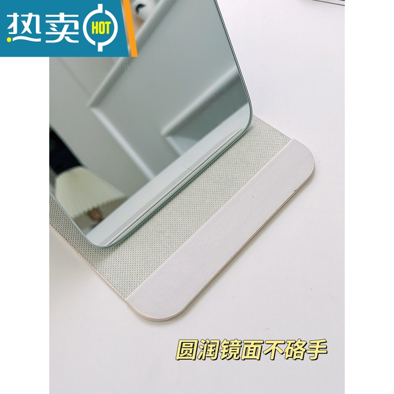 敬平随身便携公主镜皮质复古折叠镜卧室宿舍桌面台式化妆高清梳妆镜子便携式用镜 卡通折叠镜-小号高清大图