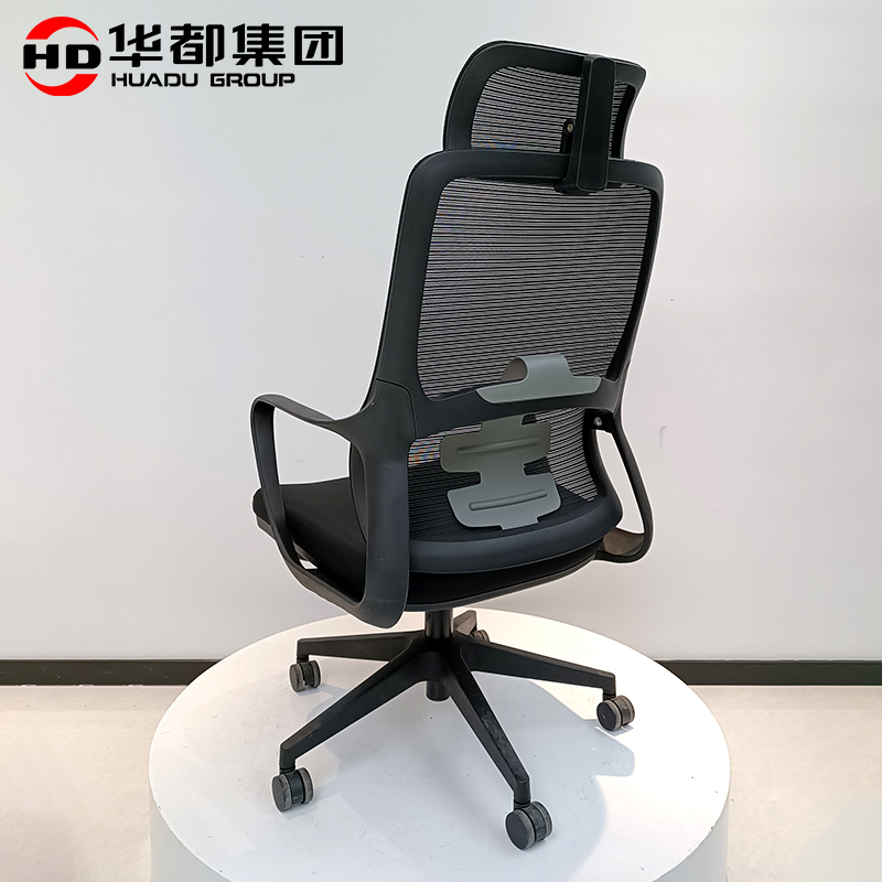 HDYX-08 撑腰曜黑网布工学转椅工学网布椅办公电脑椅子扶手升降转椅弓形可躺午休会议职员培训椅高清大图