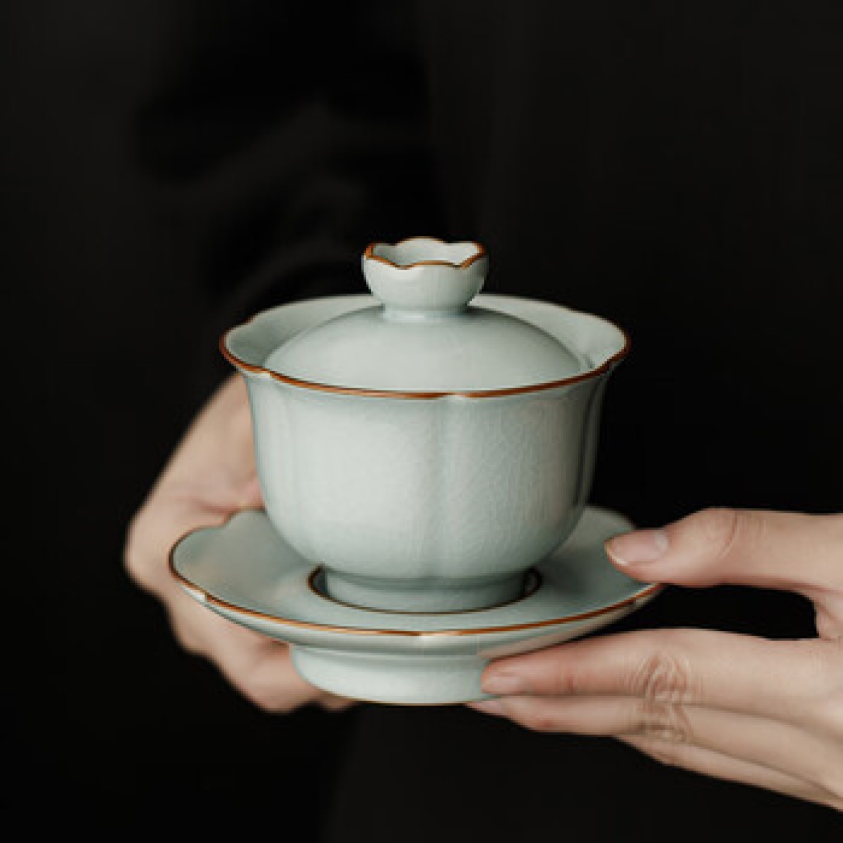 唐丰李桂莲汝窑茶具套装功夫茶具整套高端乔迁礼物茶具礼盒节日伴手礼_高清大图