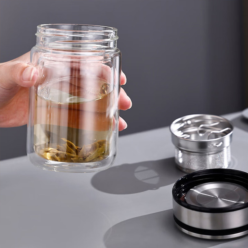高品质水杯吨吨杯高颜值玻璃杯耐高温茶水分离泡茶高清大图