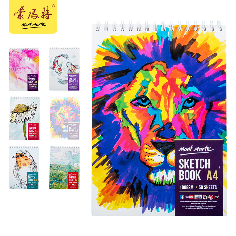 蒙玛特MontMarteA4速写本美术素描纸本水溶彩铅绘画速写马克笔白卡本狮子