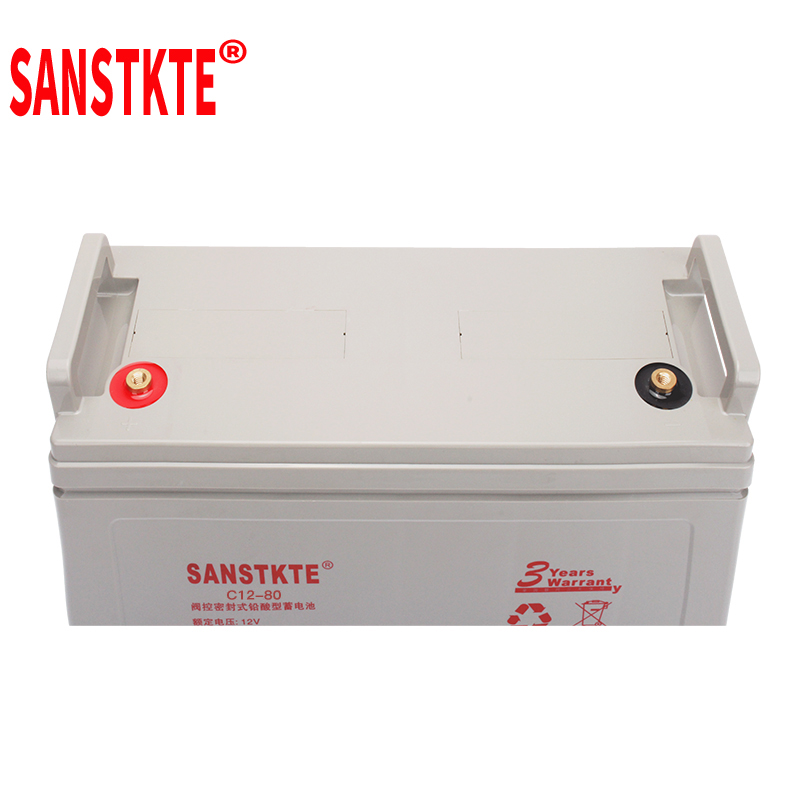 SANSTKTE胶体铅酸免维护电瓶12V100AH机房UPS电源蓄电池监控系统EPS通讯基站备用长壳C12-100高清大图