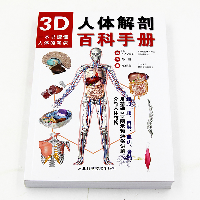 [正版]3D人体解剖百科手册 人体解剖学彩色学图谱 物图谱解剖学医疗医学图谱入门书 西医解剖学外科医生学生用书 解剖学高清大图