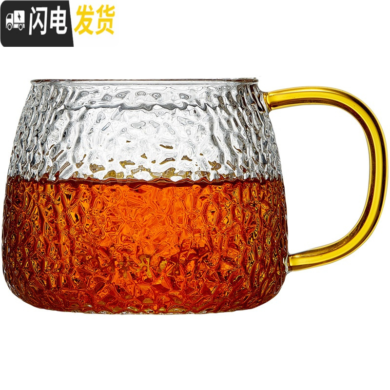 三维工匠手工耐热玻璃茶具锤纹茶杯可高温玻璃杯防爆凉水杯凉杯杯子 星空把杯单只220高清大图