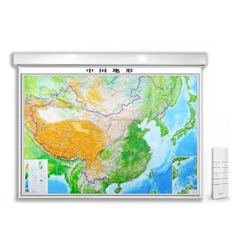 利尔康 卷图机 遥控自动单多幅升降悬挂式地图机1.5米宽3幅 办公用品