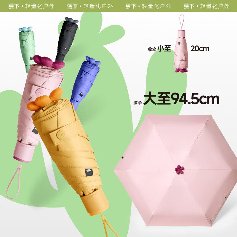 蕉下(BENEUNDER)五折黑胶防晒伞BM528-樱桃谷高清大图