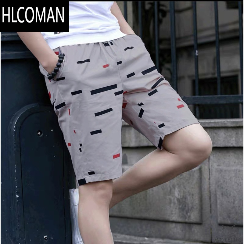 HLCOMAN短裤男夏季运动休闲五分大裤衩潮薄款5分7七分宽松速干男士沙款动 5XL 8828灰色彩条裤