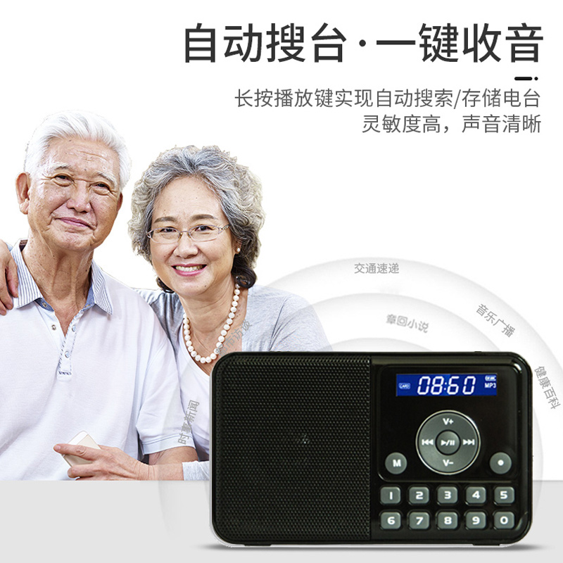 PANDA/熊猫DS-172迷你音响插卡小音箱便携式收音机老人数码MP3播放器老年人半导体小型充电老年随身听播放机 黑色高清大图