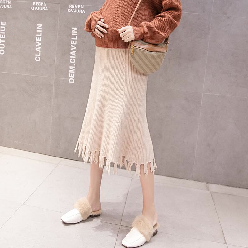 迪鲁奥(DILUAO)孕妇半身裙春外穿裙中长款包芯纱托腹孕妇裙怀孕期流苏裙图片