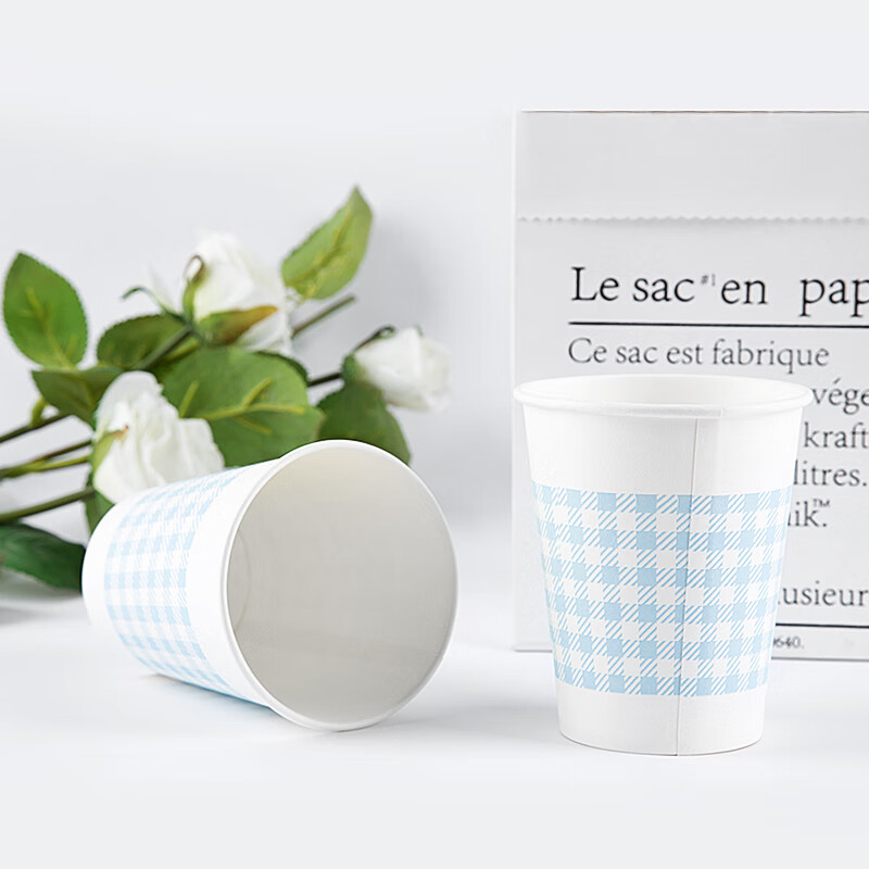 广博(GuangBo) S47012 250ml/50只每袋 一次性杯 50.00 个/包 (计价单位:包) 蓝色格子高清大图