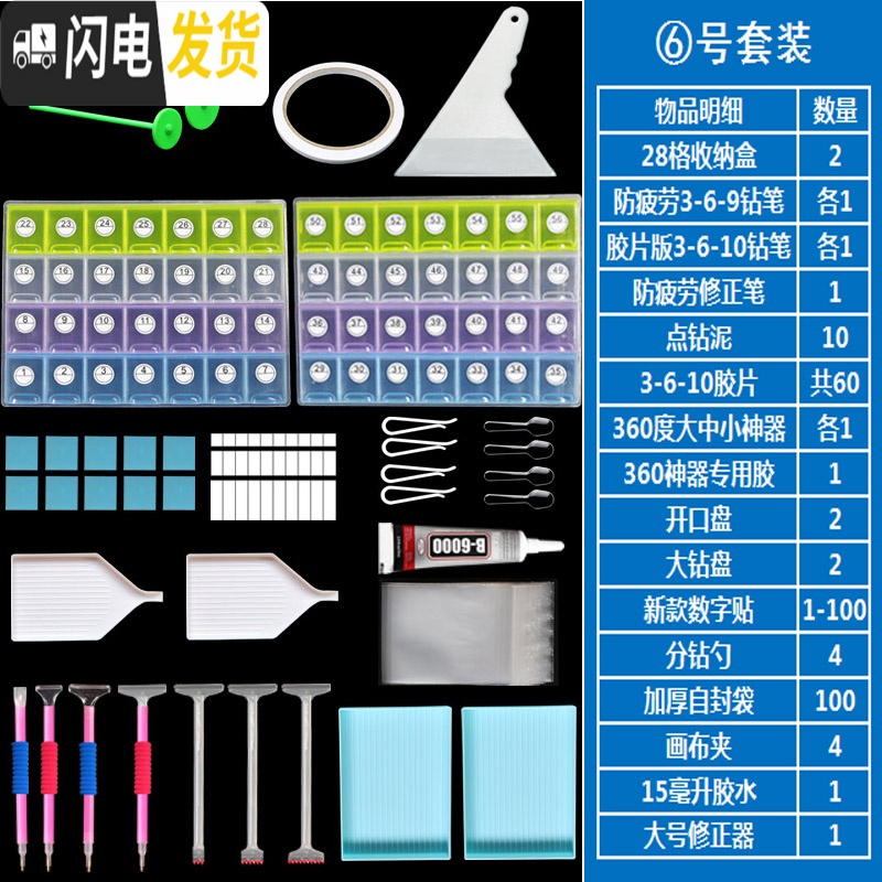 三维工匠钻石画工具套装快速点钻多用双头点钻笔十字绣胶泥装钻收纳盒 1号套装高清大图