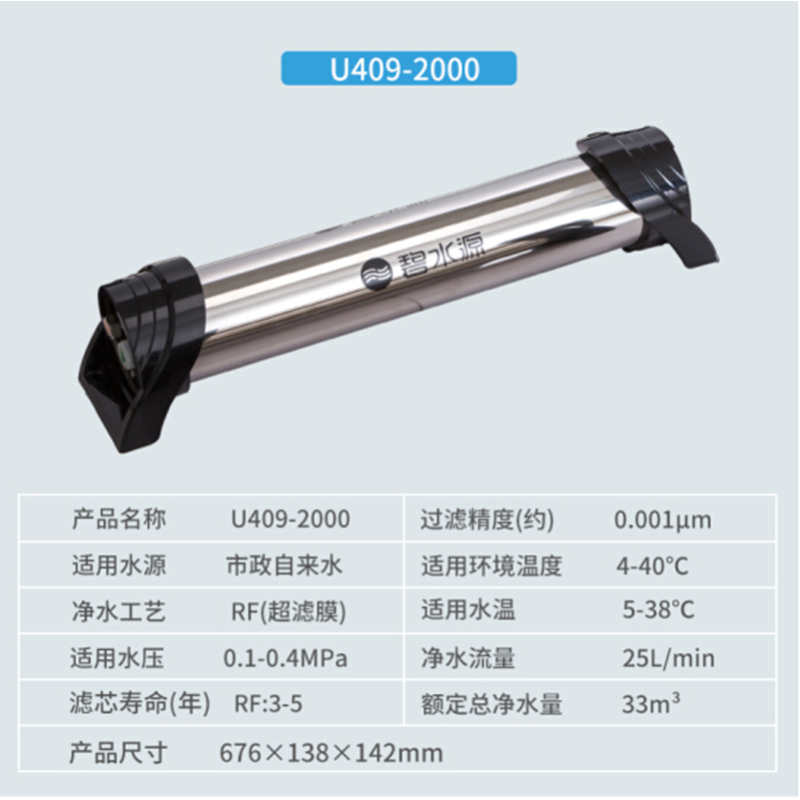 碧水源家用直饮净水器厨房大通量管道式超滤中央净水机U409-2000