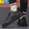 聚范男鞋夏季镂空透气工作低帮黑色马丁靴英伦风男士商务正装休闲皮鞋