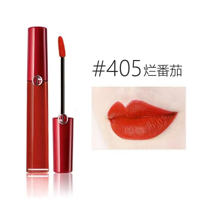 [丝绒顺滑]GIORGIO ARMANI 乔治•阿玛尼 臻致丝绒哑光红管唇釉#405致美番茄色 6.5ml/盒 滋润双唇