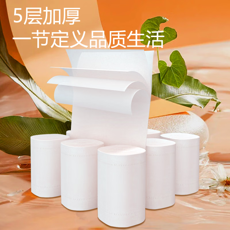 顺清柔无芯卷纸国际版5层250g*12卷 加厚长条卫生纸(3kg/提)高清大图