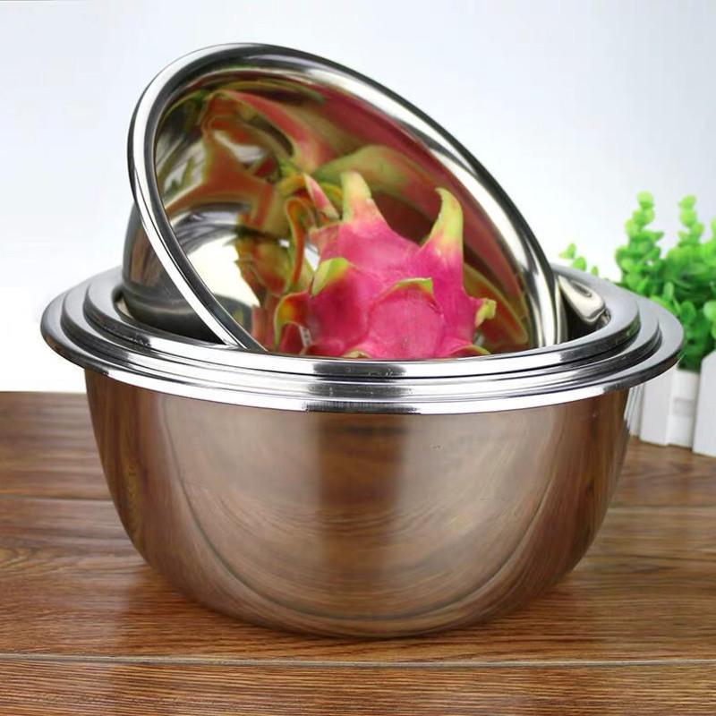 特厚不锈钢盆家用大小号洗脸盆圆形厨房加厚深和面洗菜盆打蛋盆子 22cm加厚加深