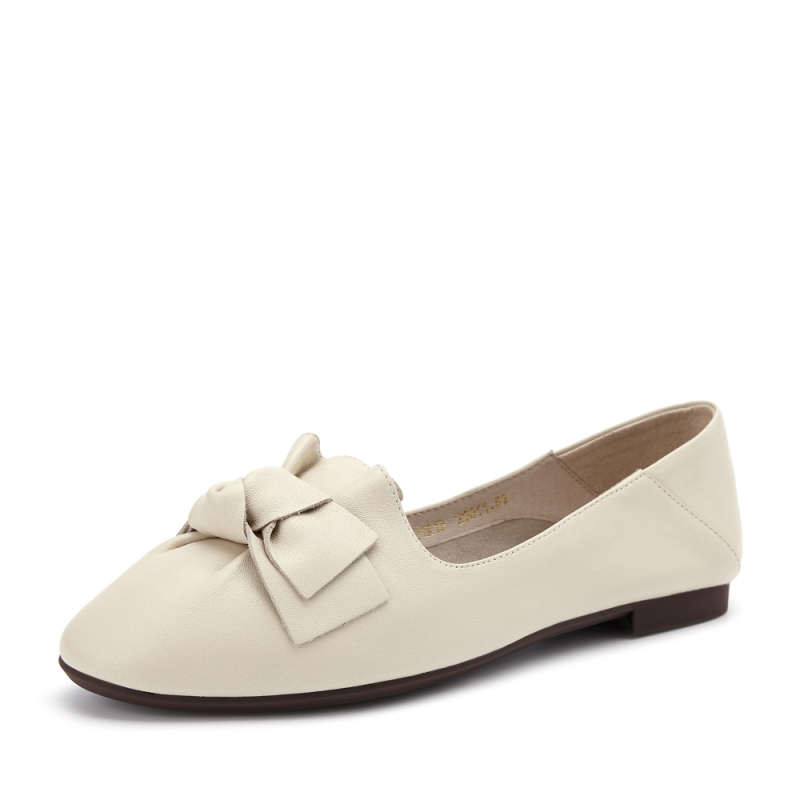 belle百丽浅口单鞋2019秋新商场同款蝴蝶结羊皮革女皮鞋u1r1dcq9