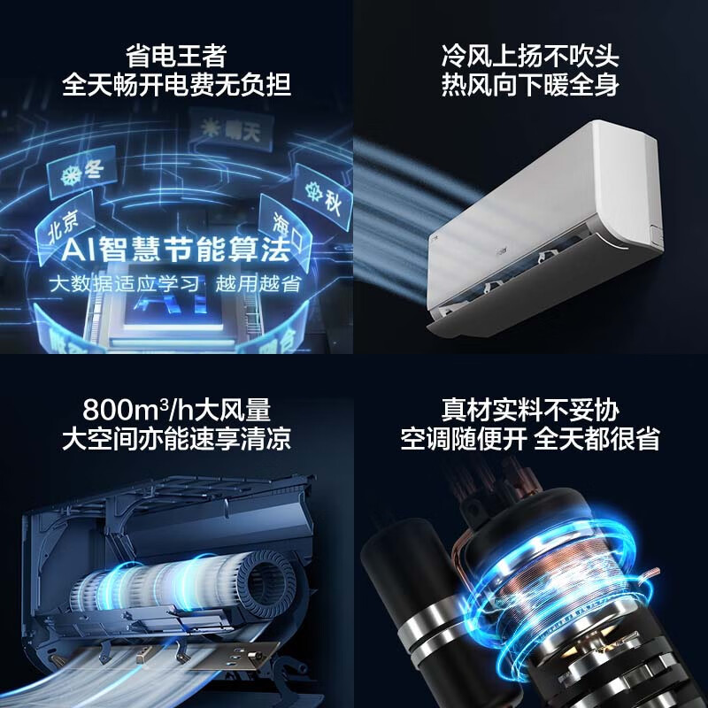 海尔空调(Haier)1.5匹 新1级能效 KFR-35GW/E1-1套机 一键AI节能省电 健康自清洁 只吹干净风