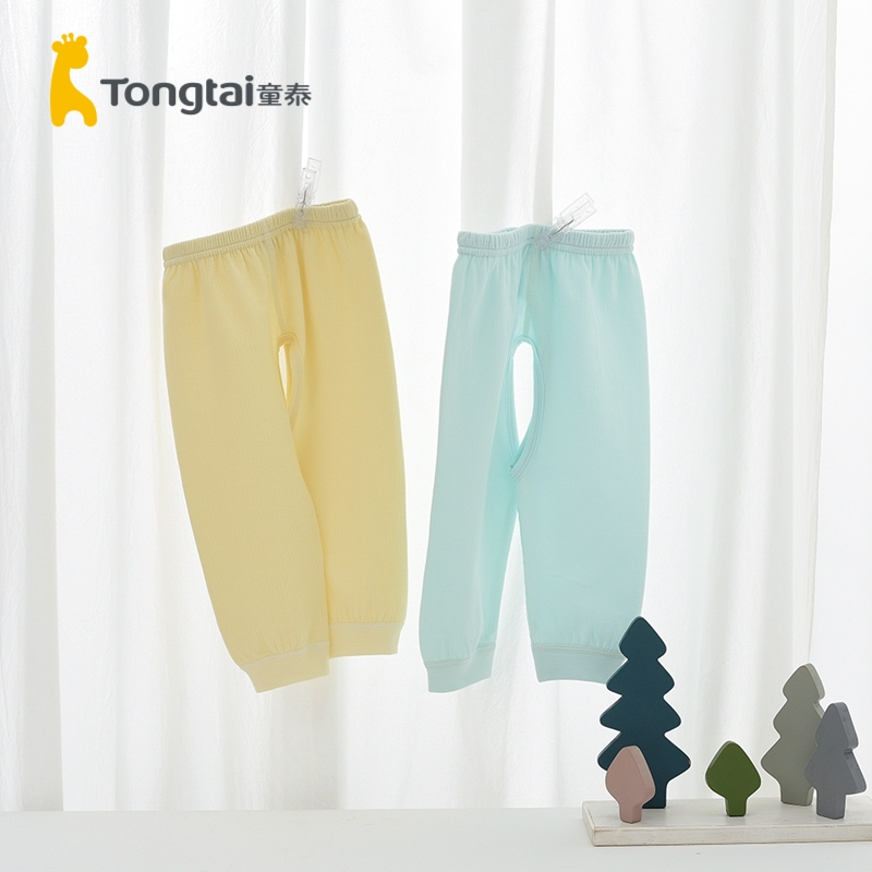 童泰(TONGTAI)四季款3-18月新生婴儿男女宝宝纯棉开裆裤休闲家居裤服裤子