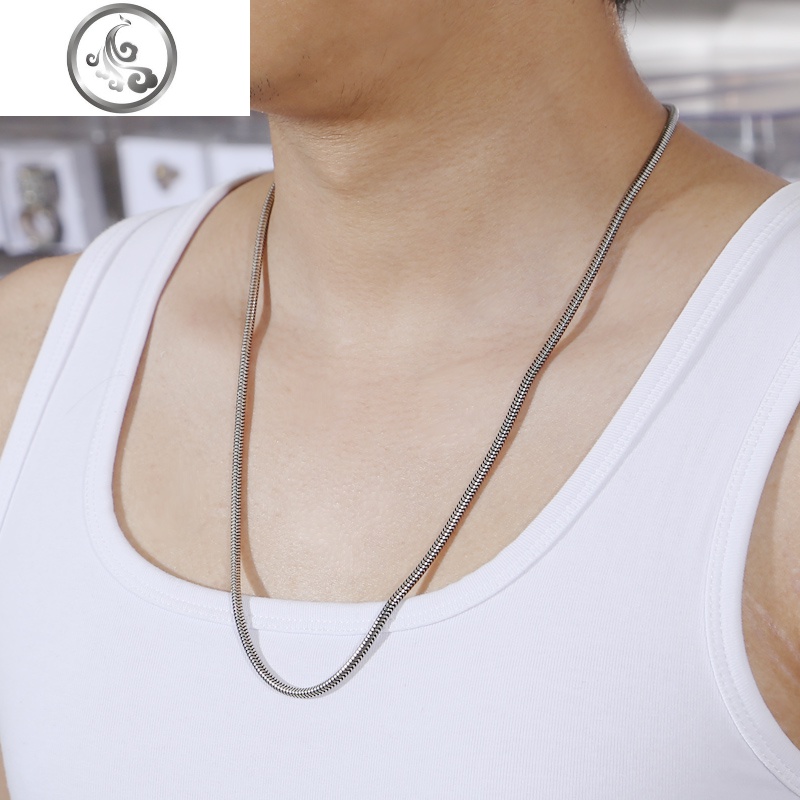 经典时尚男生锁骨单身裸链圣诞泰国925银复古蛇骨项链 JiMi高清大图