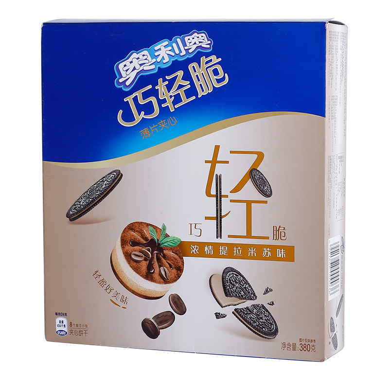 亿滋 奥利奥巧轻脆薄片夹心浓情提拉米苏味380克夹心饼干小包装儿童休闲零食盒装