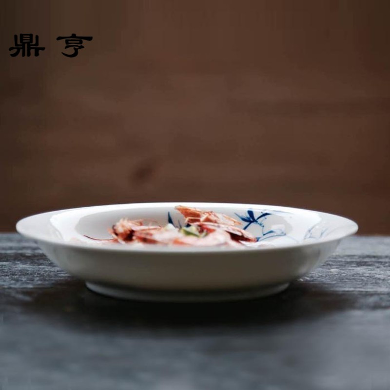 鼎亨原创手工景德镇陶瓷餐具盘子菜盘家用中式创意餐具圆盘平盘子