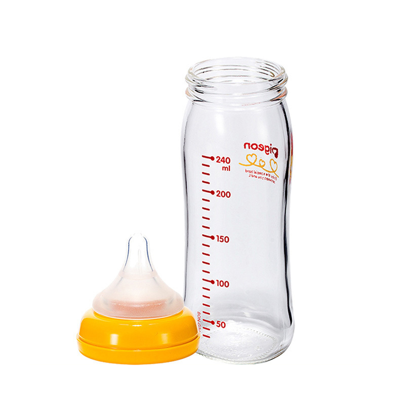 贝亲母乳实感 耐热玻璃奶瓶 黄色 240ml高清大图